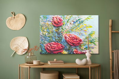 Ljuddämpande tavla - A painting of blooming roses