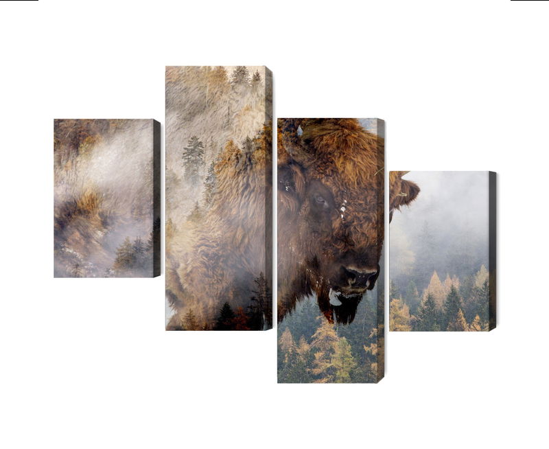 Ljuddämpande tavla - A bison on the background