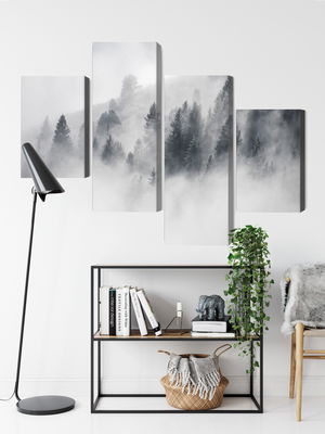 Ljuddämpande tavla - Forest covered with fog