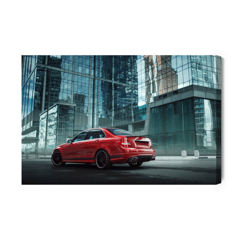 Ljuddämpande tavla - Red car in the city