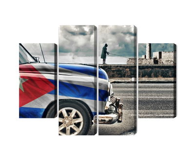 Ljuddämpande tavla - A car with a cuban flag