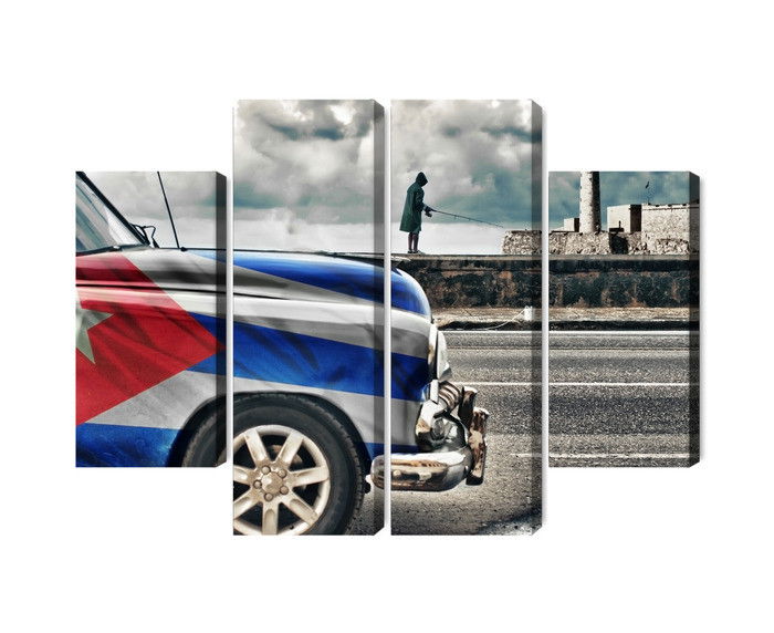 Ljuddämpande tavla - A car with a cuban flag