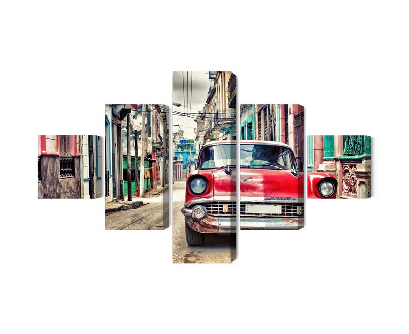 Ljuddämpande tavla - Red chevrolet car in retro