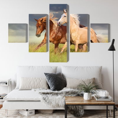 Ljuddämpande tavla - Horses galloping in a 3d