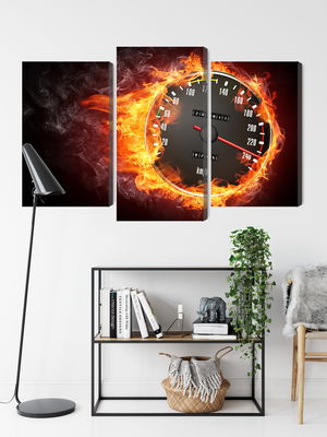 Ljuddämpande tavla - Speedometer in flames