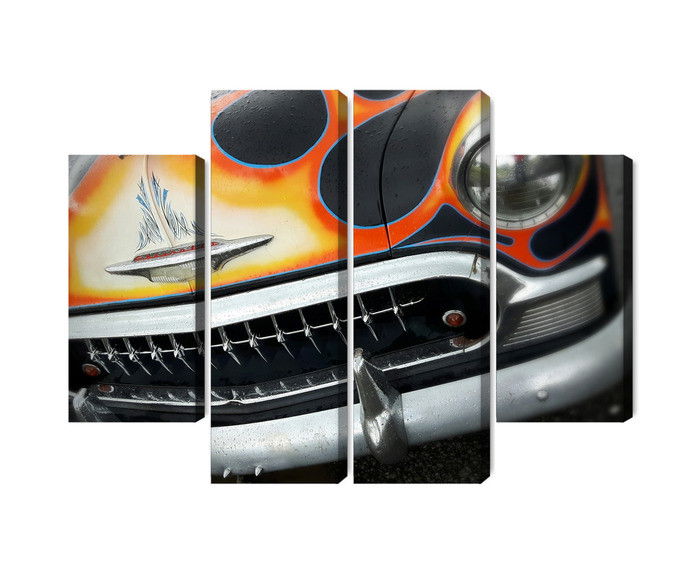 Ljuddämpande tavla - Historic car with flames