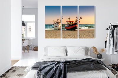 Ljuddämpande tavla - Fishing boats on the beach