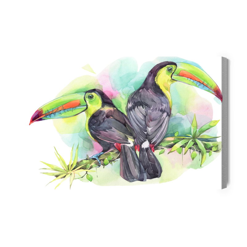 Ljuddämpande tavla - Watercolor parrots