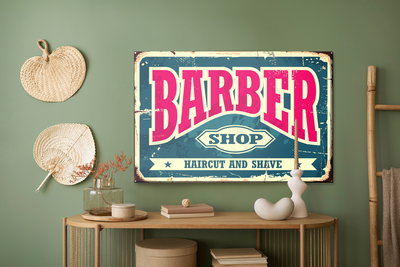 Akoestisch schilderij - Vintage barber shop