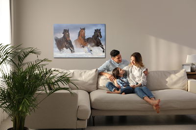 Ljuddämpande tavla - Galloping horses in winter