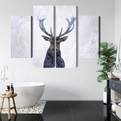 Ljuddämpande tavla - Deer in the winter 3d forest