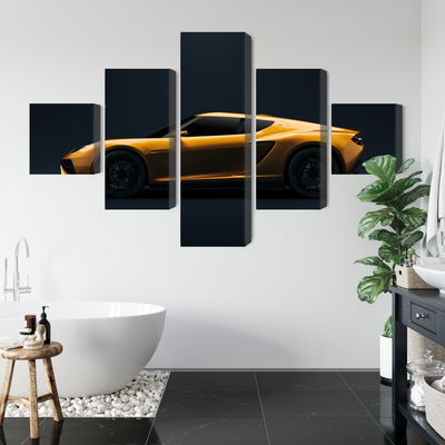 Ljuddämpande tavla - Yellow 3d sports car