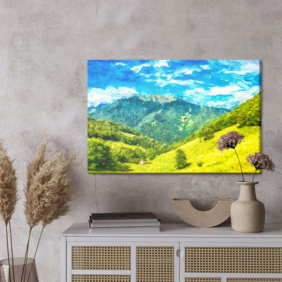 Ljuddämpande tavla - Painted mountain landscape