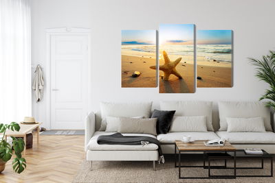 Ljuddämpande tavla - Starfish on the beach 3d