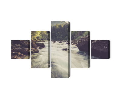 Ljuddämpande tavla - Mountain river in the forest