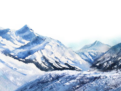 Ljuddämpande tavla - Watercolor mountain peak