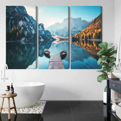 Ljuddämpande tavla - Lake braies in the italian