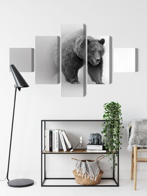 Ljuddämpande tavla - Bear in the fog 3d