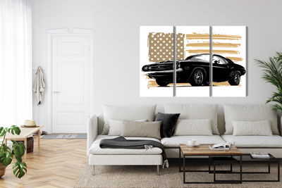 Ljuddämpande tavla - American muscle car with Usa