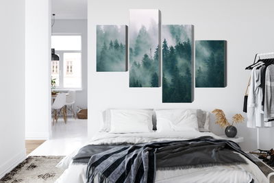 Ljuddämpande tavla - Fog in the green forest