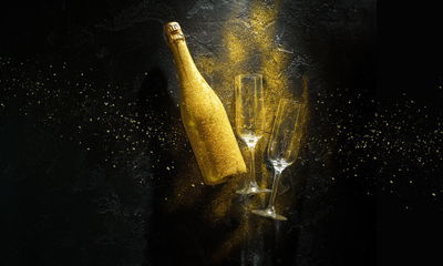 Ljuddämpande tavla - Golden bottle of champagne
