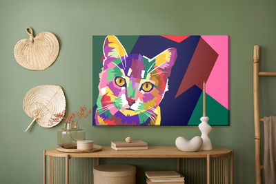 Ljuddämpande tavla - Colorful graphic cat