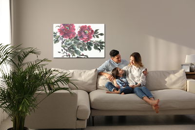 Ljuddämpande tavla - Red peony as painted