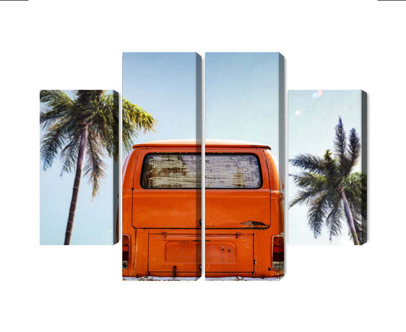 Ljuddämpande tavla - Retro car between palm trees