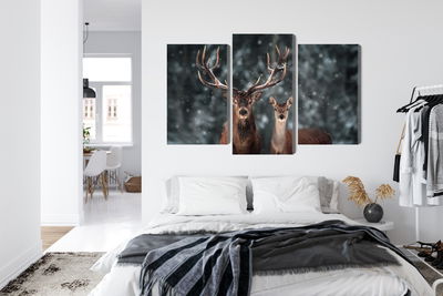 Ljuddämpande tavla - Deer and doe in the 3d forest