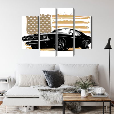 Ljuddämpande tavla - American muscle car with Usa