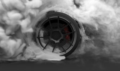Ljuddämpande tavla - Car wheel in a cloud of 3d