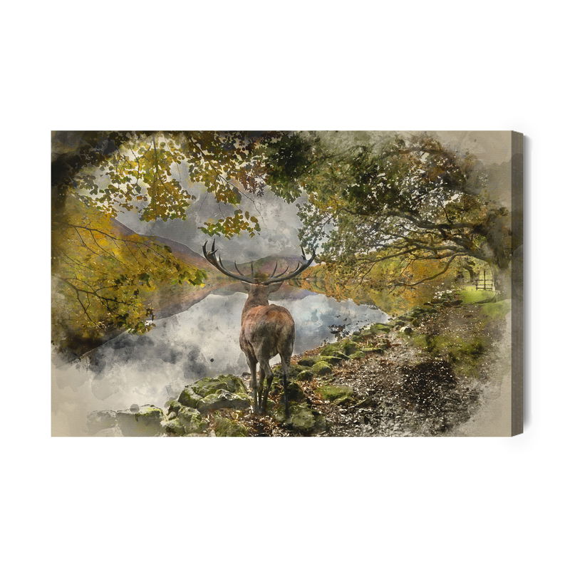 Ljuddämpande tavla - A deer on the river