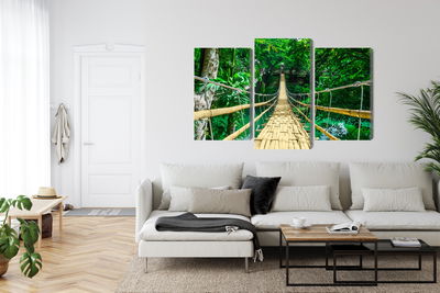 Ljuddämpande tavla - Bamboo bridge in the rain