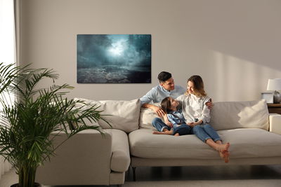 Ljuddämpande tavla - River in a misty forest