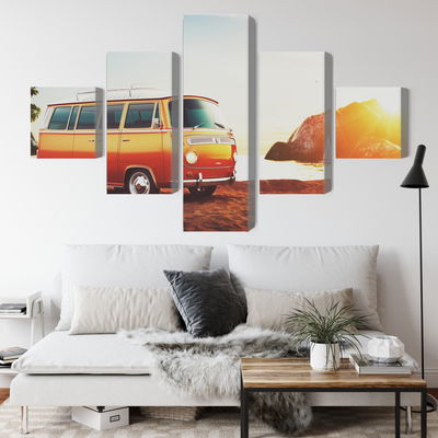 Ljuddämpande tavla - Retro car on the beach