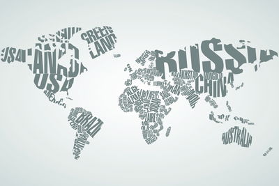 Ljuddämpande tavla - World map with inscriptions