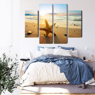 Ljuddämpande tavla - Starfish on the beach 3d