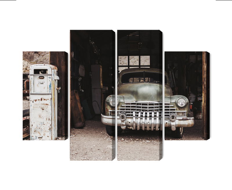 Ljuddämpande tavla - Old car in vintage style