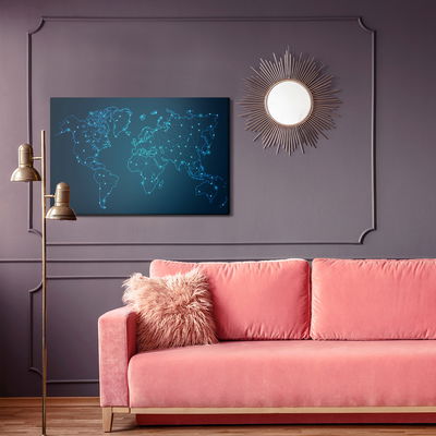 Ljuddämpande tavla - Modernist blue world map