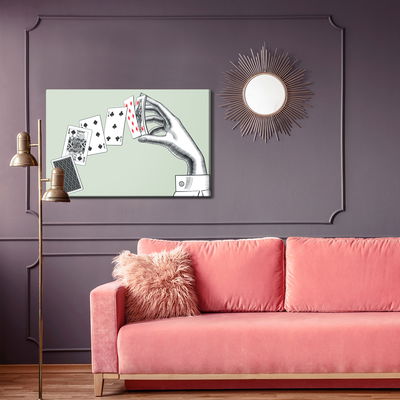 Ljuddämpande tavla - Woman's hand with a deck of