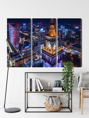 Ljuddämpande tavla - Warsaw panorama at night