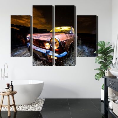 Ljuddämpande tavla - Old abandoned car 3d