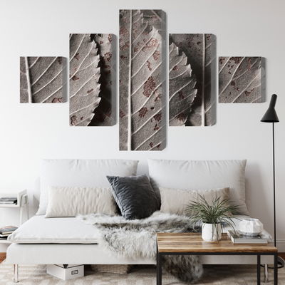 Ljuddämpande tavla - Gray leaves on a macro scale