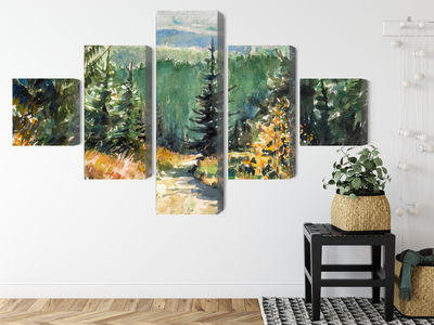 Ljuddämpande tavla - Forest landscape painted