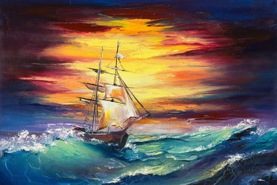 Ljuddämpande tavla - Rough sea and a ship