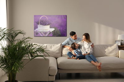 Ljuddämpande tavla - Wicker basket with lavender