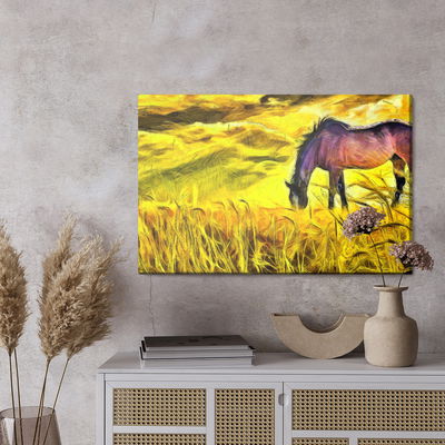 Ljuddämpande tavla - Painted horse in the field