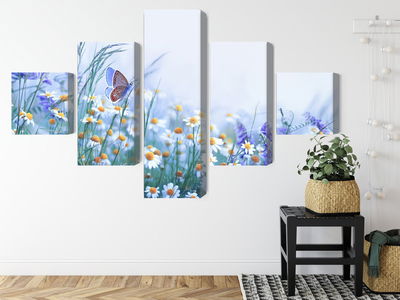 Ljuddämpande tavla - Butterfly and wildflowers