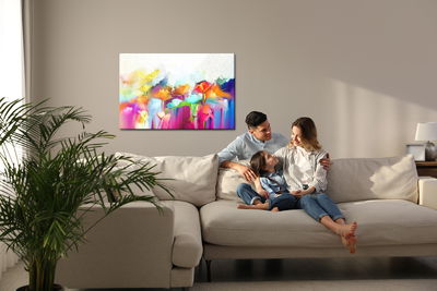 Ljuddämpande tavla - Colorful abstract flowers