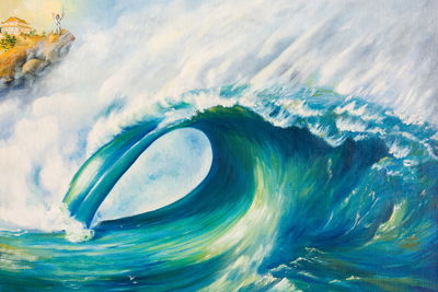 Ljuddämpande tavla - Sea with giant wave